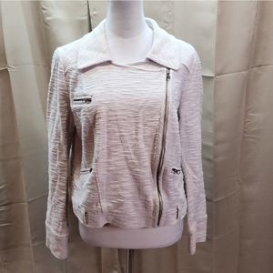 Anthropologie Allihop Off White Cream Asymmetrical Zip Lightweight Jacket XL